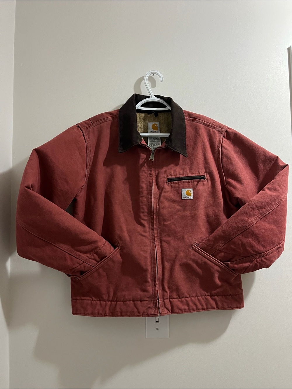 Carhartt Women’s Salmon Duck Detroit Jacket with Brown Corduroy Collar